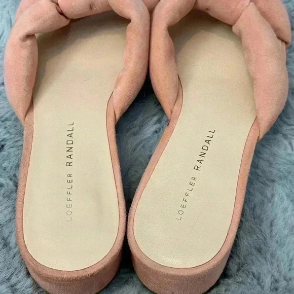 Loeffler Randall Size 7 Elsie Knotted Slide Sandal Blush Pink Suede Block Heel - Picture 5 of 13